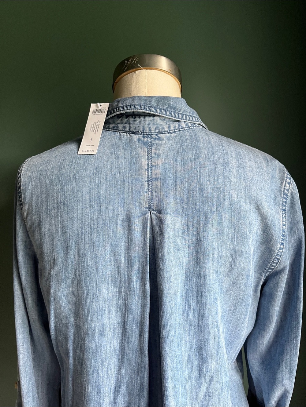 Light Wash Denim Button-Front Shirt - Picture 6 of 7